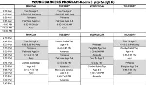 YOUNG DANCERS PROGRAM-Room E
