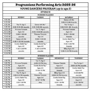 Young Dancers Schedule